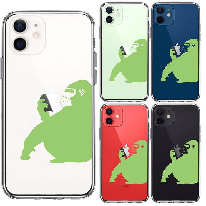 iPhone12mini case clear Gorilla light green light green smartphone case side soft the back side hard hybrid -1