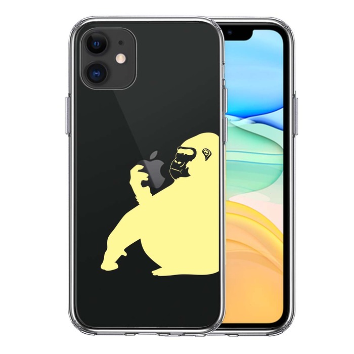 iPhone11 case clear Gorilla yellow yellow color smartphone case side soft the back side hard hybrid -0