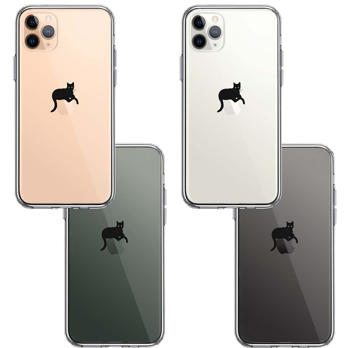 iPhone11pro ケース クリア 猫 りんごペチペチ スマホケース 側面ソフト 背面ハード ハイブリッド-1