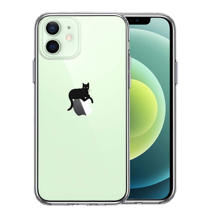 iPhone12mini кейс прозрачный кошка яблоко pechipechi смартфон кейс боковая сторона soft задняя сторона твердый hybrid -0