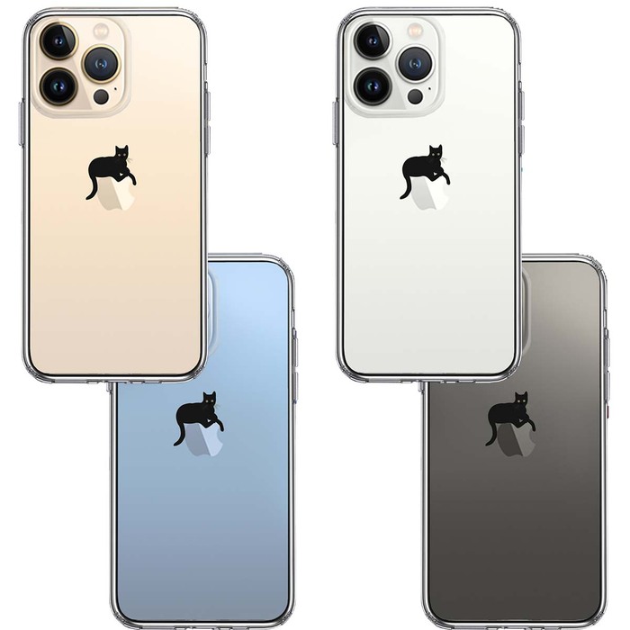 iPhone13Pro ケース クリア  猫 りんごペチペチ スマホケース 側面ソフト 背面ハード ハイブリッド-1