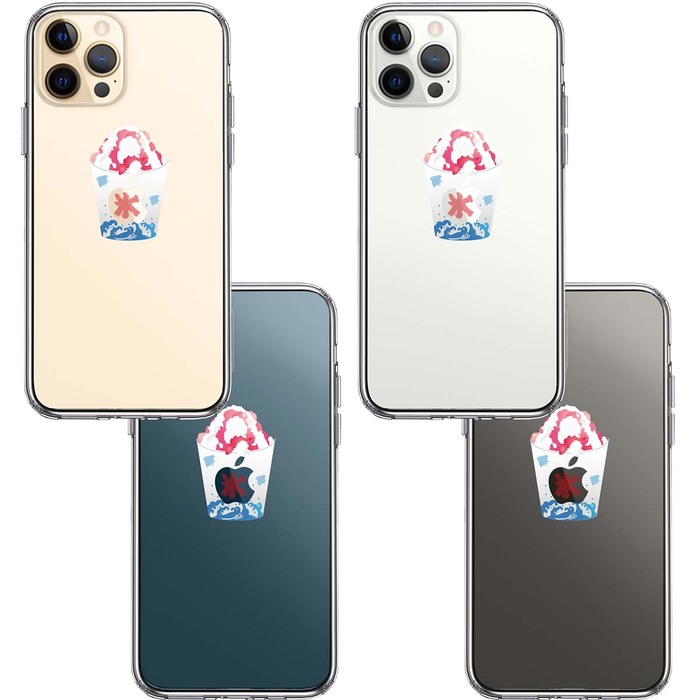iPhone12Pro ケース クリア かき氷 いちごミルク スマホケース 側面ソフト 背面ハード ハイブリッド-1