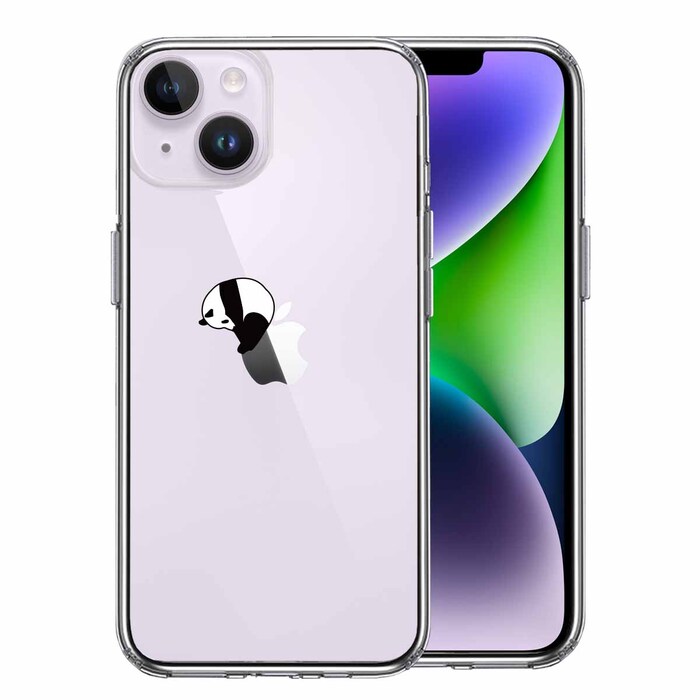iPhone14 ケース クリア パンダ panda 跳び箱 体操 スマホケース 側面ソフト 背面ハード ハイブリッド-0