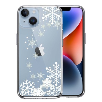 iPhone14 ケース クリア 雪の結晶 スマホケース 側面ソフト 背面ハード ハイブリッド-0