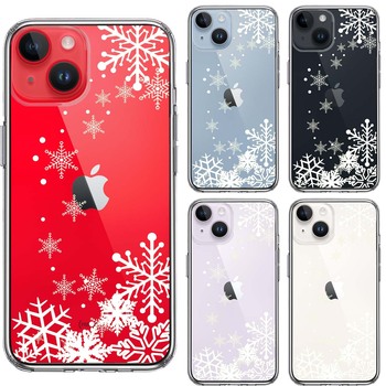iPhone14 ケース クリア 雪の結晶 スマホケース 側面ソフト 背面ハード ハイブリッド-1