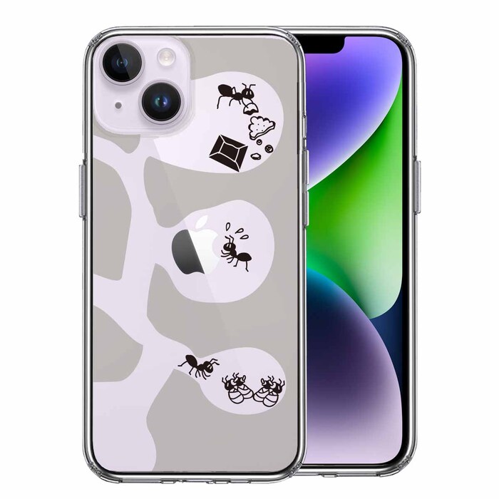 iPhone14 ケース クリア ありの巣 スマホケース 側面ソフト 背面ハード ハイブリッド-0