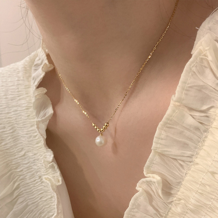 フェイクパールネックレスレディース可愛い-0