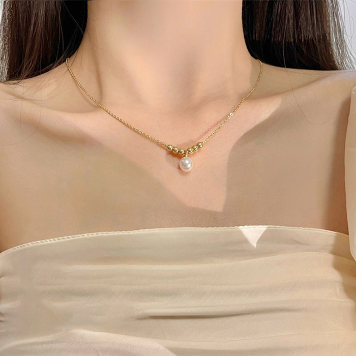 フェイクパールネックレスレディース可愛い-1