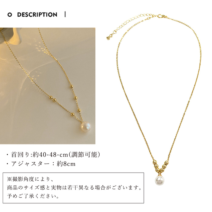 フェイクパールネックレスレディース可愛い-2