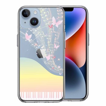 iPhone14 ケース クリア 虹色 ピアノ スマホケース 側面ソフト 背面ハード ハイブリッド-0