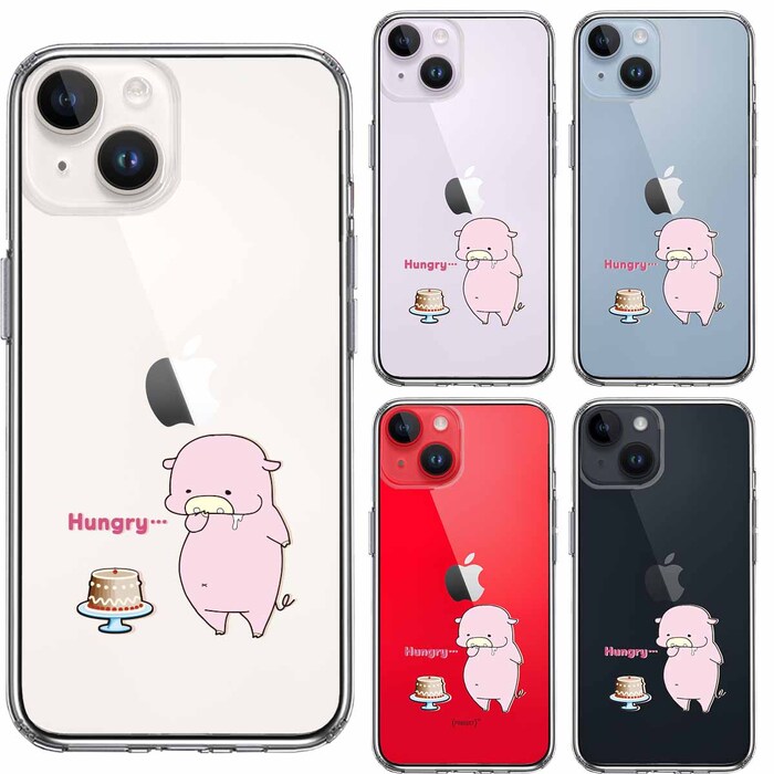 iPhone14 ケース クリア 豚 ケーキ スマホケース 側面ソフト 背面ハード ハイブリッド-1