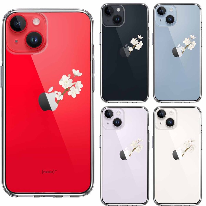 iPhone14 ケース クリア りんご に 桜 スマホケース 側面ソフト 背面ハード ハイブリッド-1