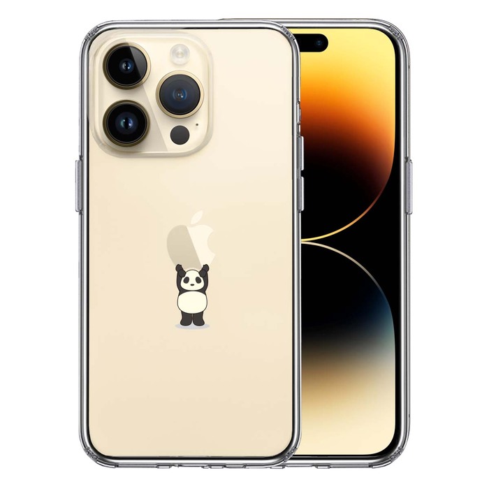 iPhone14Pro ケース クリアパンダ 重量挙げ 並感 スマホケース 側面ソフト 背面ハード ハイブリッド-0