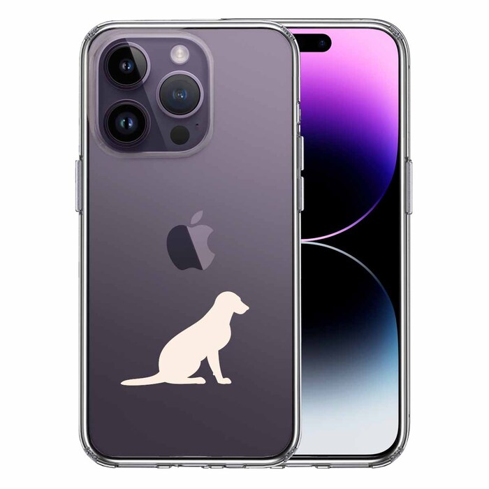iPhone14Pro ケース クリア  犬 ラブラドールレトリバー２ 白 スマホケース 側面ソフト 背面ハード ハイブリッド-0