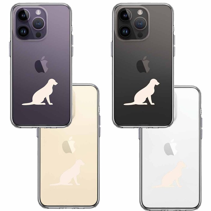 iPhone14Pro ケース クリア犬 ラブラドールレトリバー２ 白 スマホケース 側面ソフト 背面ハード ハイブリッド-1