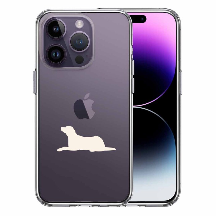 iPhone14Pro ケース クリア犬 ラブラドールレトリバー 白 スマホケース 側面ソフト 背面ハード ハイブリッド-0