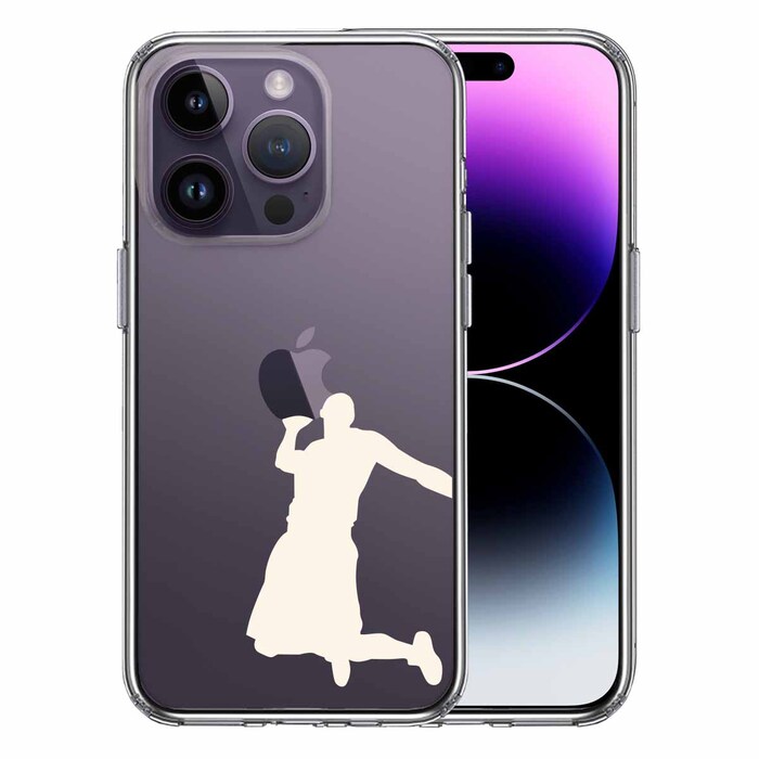 iPhone14Pro ケース クリアバスケット ダンクシュート２ 白 スマホケース 側面ソフト 背面ハード ハイブリッド-0