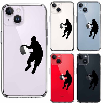 iPhone14 ケース クリア バスケットボール ドリブル スマホケース 側面ソフト 背面ハード ハイブリッド-1