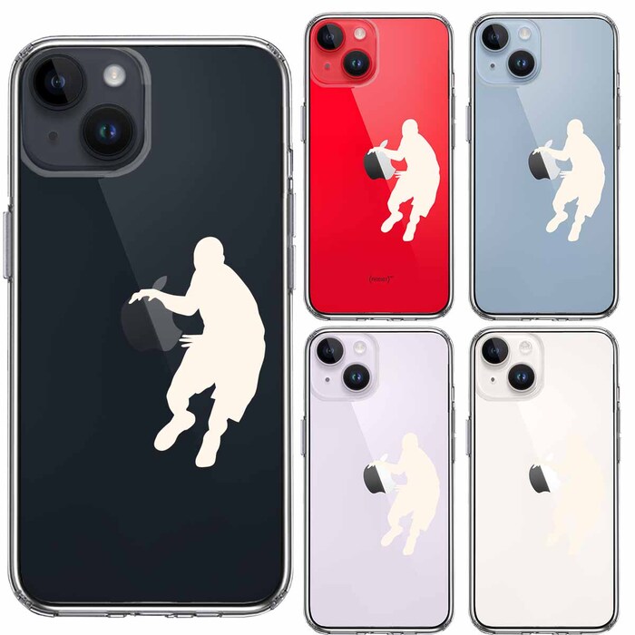 iPhone14 ケース クリア バスケット リブル ホワイト スマホケース 側面ソフト 背面ハード ハイブリッド-1