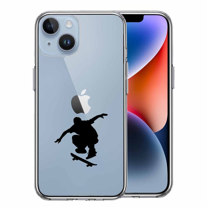 iPhone14 ケース クリア スケートボード スマホケース 側面ソフト 背面ハード ハイブリッド-0