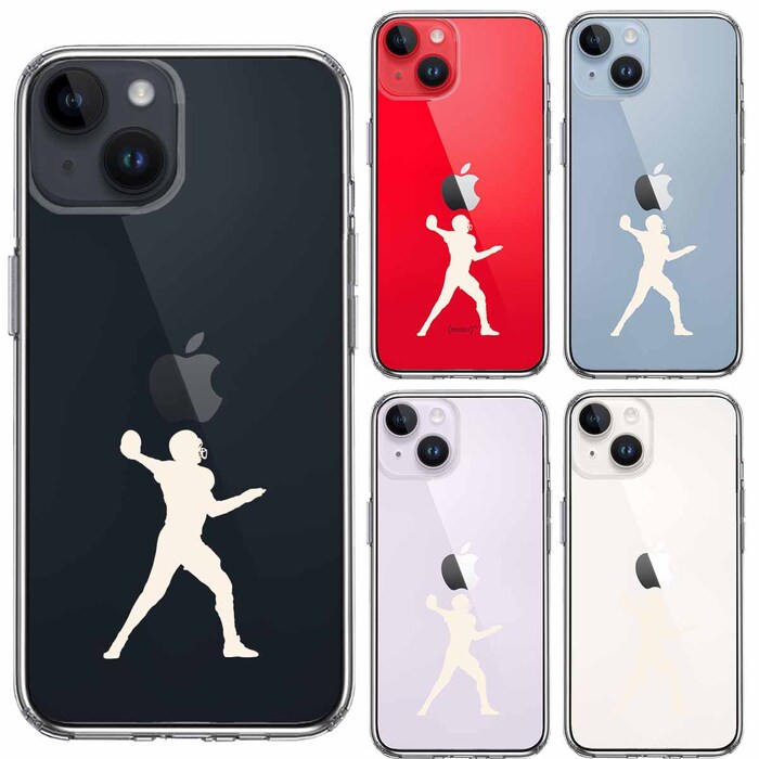 iPhone14 ケース クリア クォーターバック ホワイト スマホケース 側面ソフト 背面ハード ハイブリッド-1