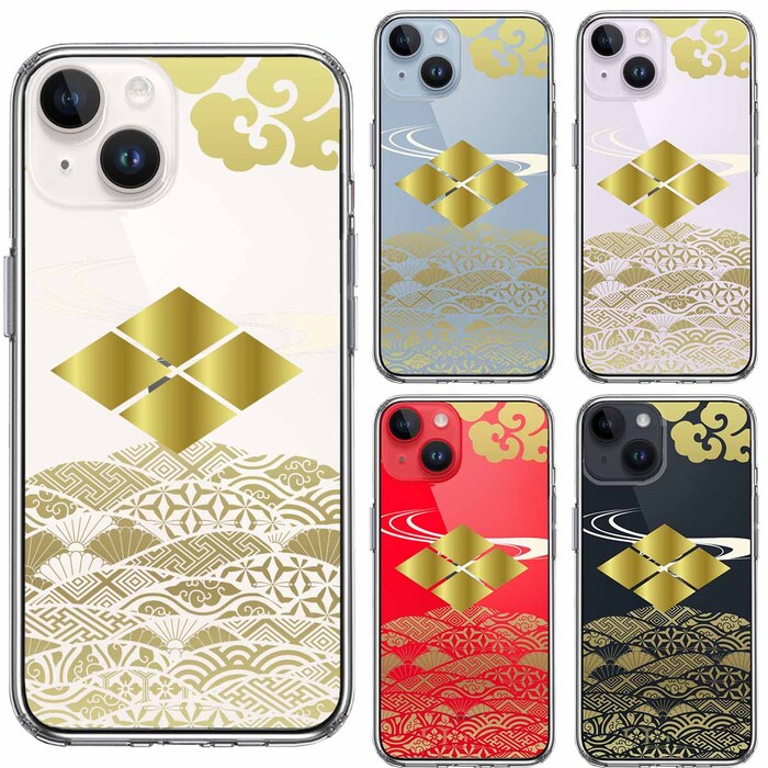 iPhone14Plus ケース クリア武田信玄 武田菱 スマホケース 側面ソフト 背面ハード ハイブリッド-1
