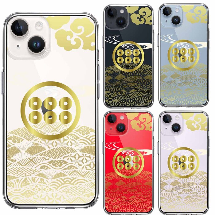 iPhone14Plus ケース クリア真田 六文銭 スマホケース 側面ソフト 背面ハード ハイブリッド-1