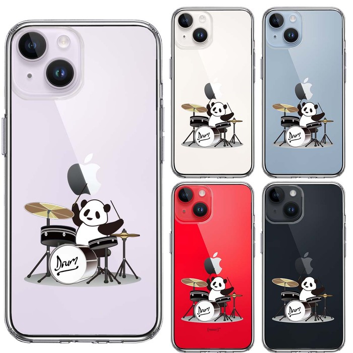 iPhone14Plus ケース クリアドラム パンダ スマホケース 側面ソフト 背面ハード ハイブリッド-1