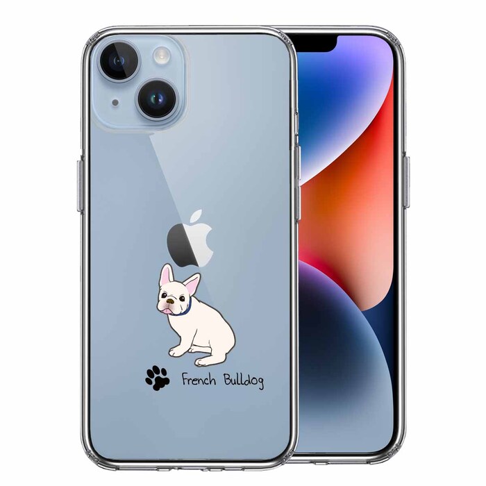 iPhone14Plus ケース クリアフレンチブルドック 2 スマホケース 側面ソフト 背面ハード ハイブリッド-0
