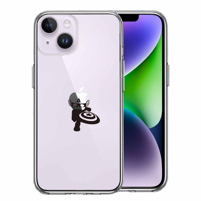 iPhone14Plus ケース クリア映画パロディ アメリカン ヒーロー スマホケース 側面ソフト 背面ハード ハイブリッド-0