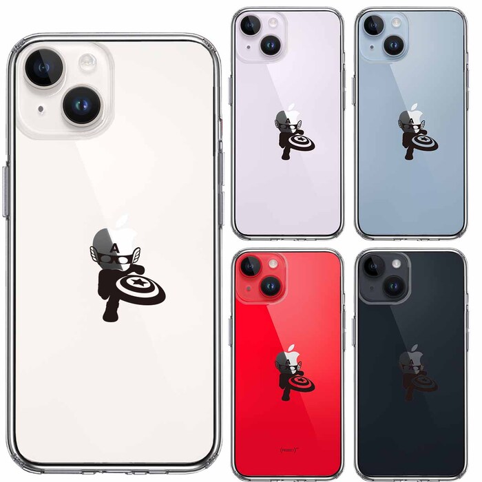 iPhone14Plus ケース クリア映画パロディ アメリカン ヒーロー スマホケース 側面ソフト 背面ハード ハイブリッド-1