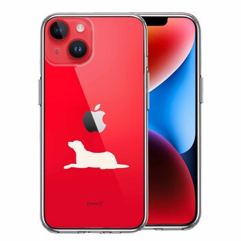 iPhone14Plus ケース クリア犬 ラブラドールレトリバー 白 スマホケース 側面ソフト 背面ハード ハイブリッド-0