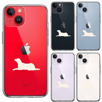 iPhone14Plus ケース クリア犬 ラブラドールレトリバー 白 スマホケース 側面ソフト 背面ハード ハイブリッド-1