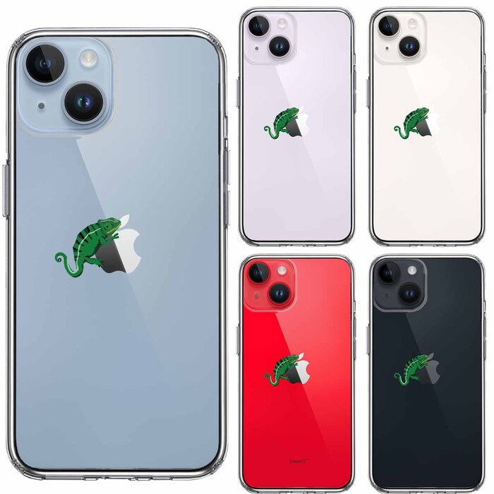 iPhone14Plus ケース クリアカメレオン 2 爬虫類 スマホケース 側面ソフト 背面ハード ハイブリッド-1