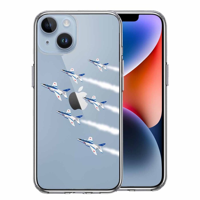 iPhone14Plus ケース クリアシェル ブルーインパルス 6機編隊 スマホケース 側面ソフト 背面ハード ハイブリッド-0