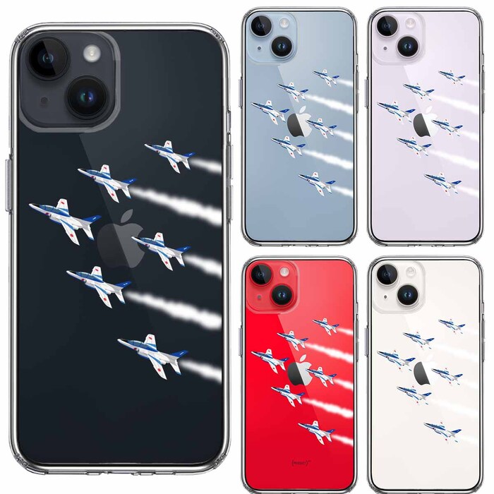 iPhone14Plus ケース クリアシェル ブルーインパルス 6機編隊 スマホケース 側面ソフト 背面ハード ハイブリッド-1