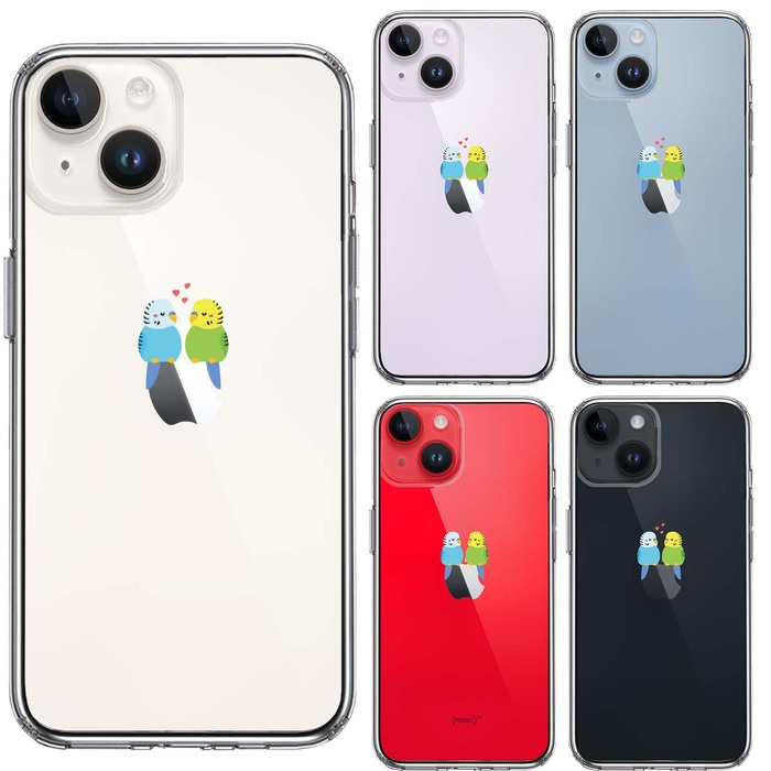 iPhone14Plus ケース クリアインコ カップル LOVE ラブ スマホケース 側面ソフト 背面ハード ハイブリッド-1