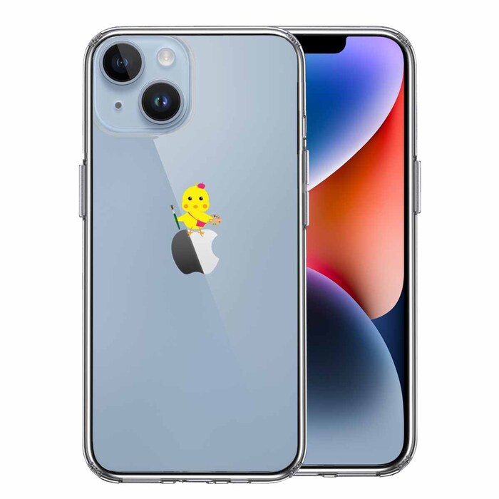 iPhone14Plus ケース クリアひよこ 雛 絵描き 画伯 スマホケース 側面ソフト 背面ハード ハイブリッド-0