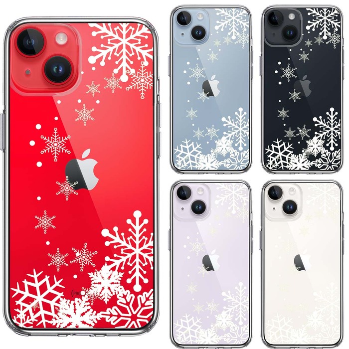 iPhone14Plus ケース クリア  雪の結晶 スマホケース 側面ソフト 背面ハード ハイブリッド-1