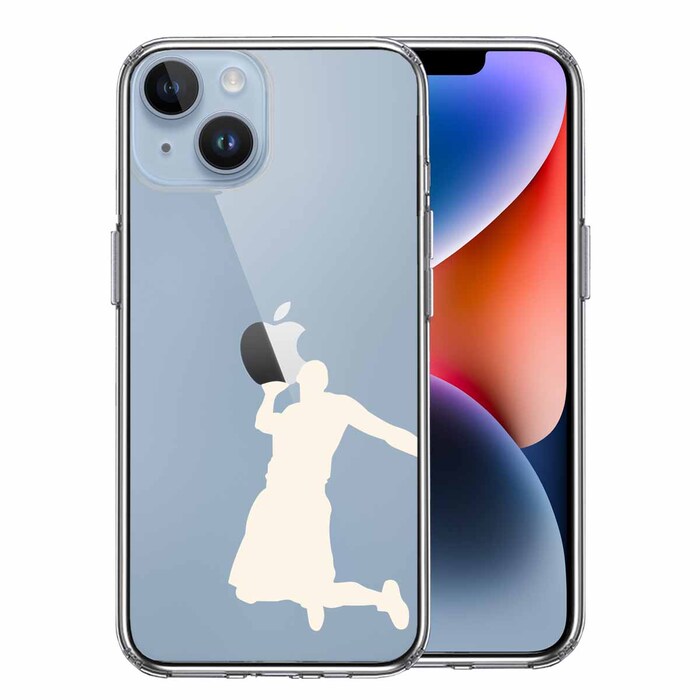 iPhone14Plus ケース クリアバスケット ダンクシュート２ 白 スマホケース 側面ソフト 背面ハード ハイブリッド-0