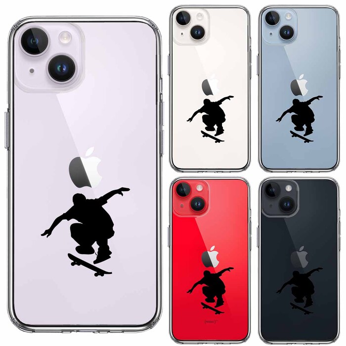 iPhone14Plus ケース クリアスケートボード スマホケース 側面ソフト 背面ハード ハイブリッド-1