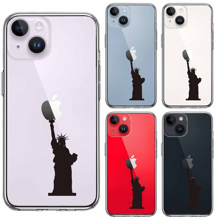 iPhone14Plus ケース クリア自由の女神 スマホケース 側面ソフト 背面ハード ハイブリッド-1