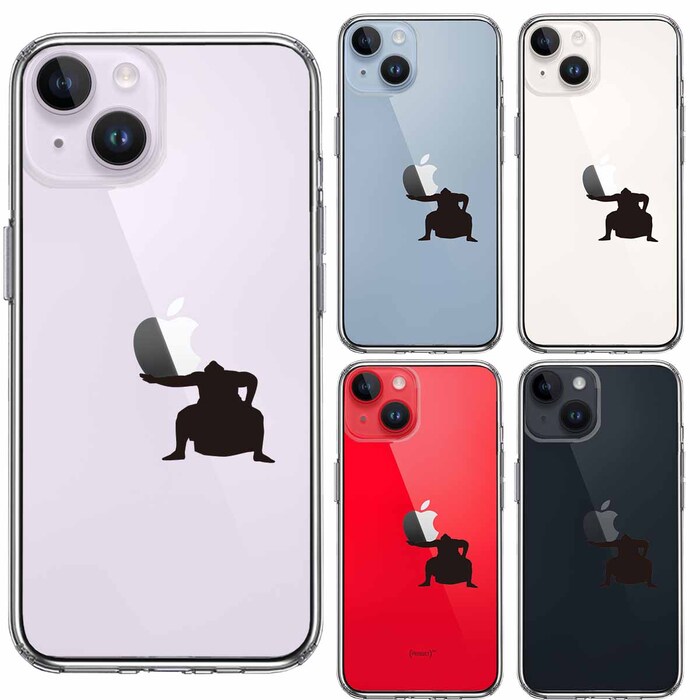 iPhone14Plus ケース クリアおすもうさん 土俵入り スマホケース 側面ソフト 背面ハード ハイブリッド-1