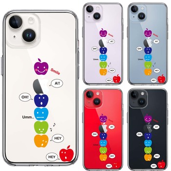 iPhone14Plus ケース クリアAPPLE FACE スマホケース 側面ソフト 背面ハード ハイブリッド-1