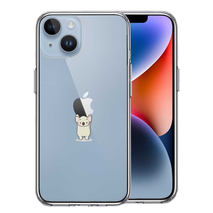 iPhone14Plus ケース クリアコアラ アップル 重量挙げ 並感 スマホケース 側面ソフト 背面ハード ハイブリッド-0