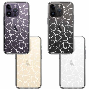 iPhone14Pro ケース クリアハート ホワイト スマホケース 側面ソフト 背面ハード ハイブリッド-1