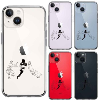iPhone14Plus ケース クリアラグビー バックス突破 スマホケース 側面ソフト 背面ハード ハイブリッド-1