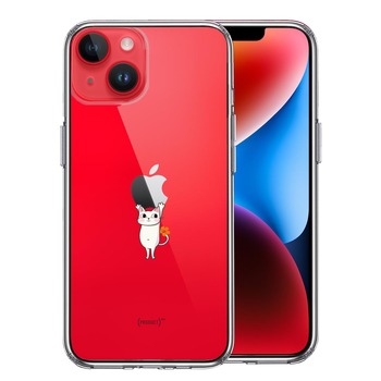 iPhone14Plus ケース クリアあざと可愛い にゃんこ スマホケース 側面ソフト 背面ハード ハイブリッド-0