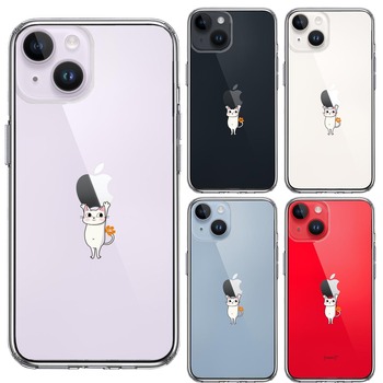 iPhone14Plus ケース クリアあざと可愛い にゃんこ スマホケース 側面ソフト 背面ハード ハイブリッド-1