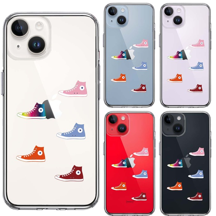 iPhone14Plus ケース クリアシェル スニーカー スマホケース 側面ソフト 背面ハード ハイブリッド-1